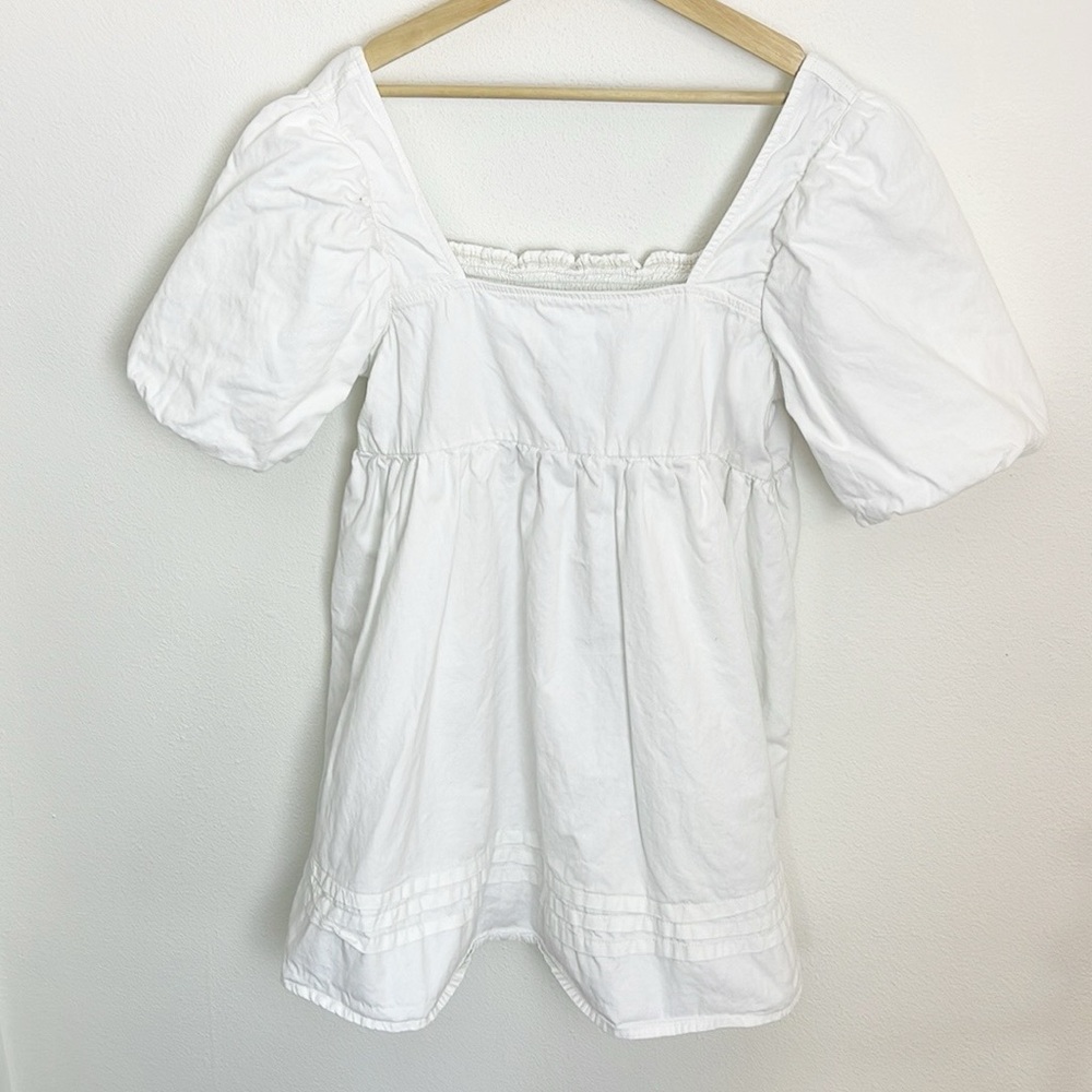 Reclaimed Vintage Soft denim twill smocked babydoll dress M - Picture 3 of 11